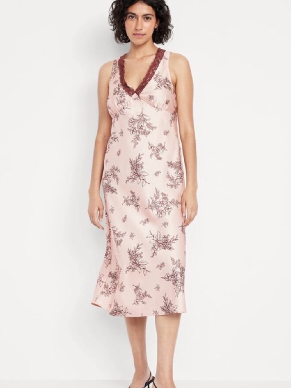 ✨LAST CALL⚡️ Old Navy Pink Floral Lace-Trim Midi Dress